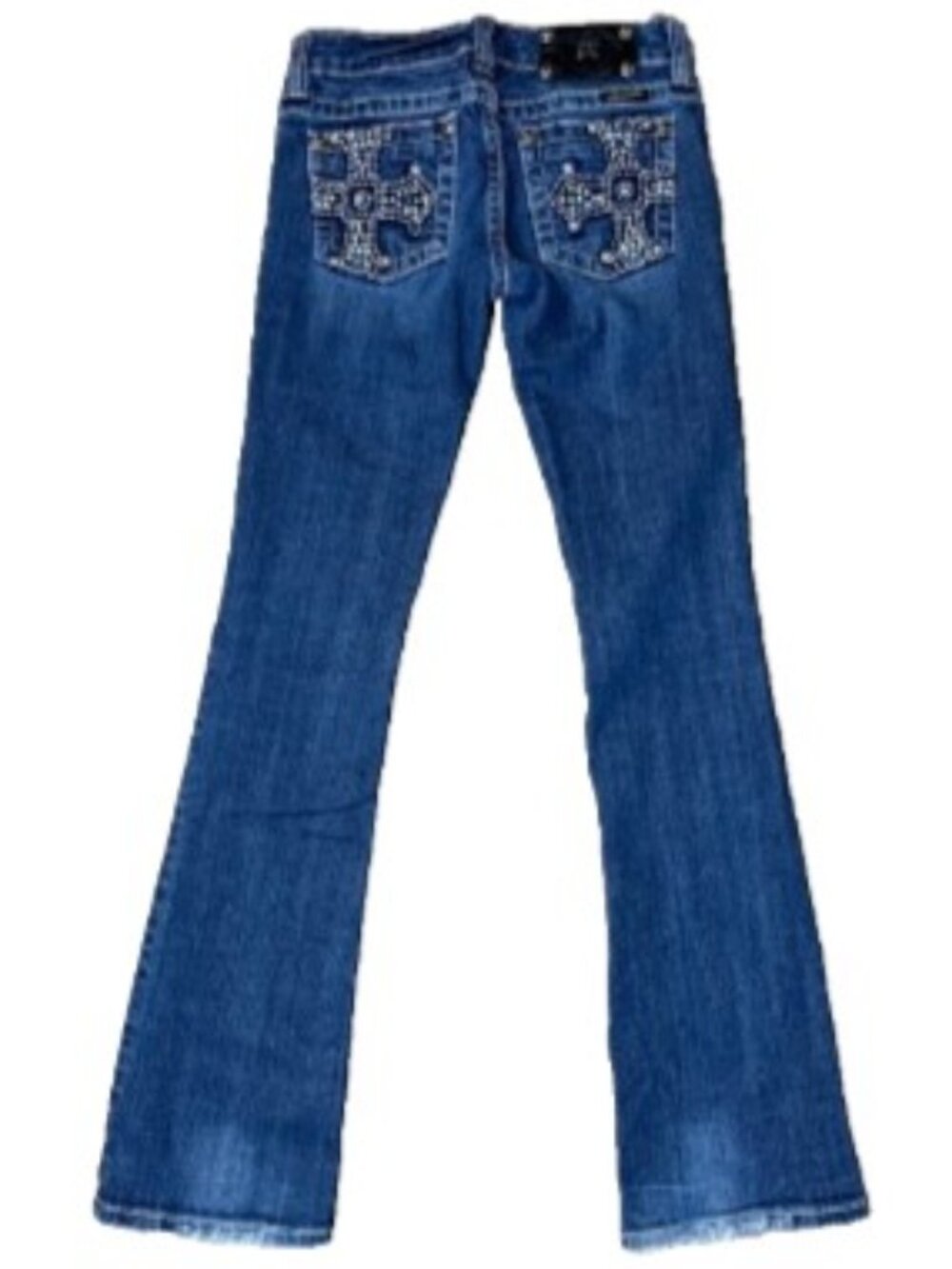 EUC Miss Me JP5009-3 Bootcut Jeans Womens 26 Rhinestone Cross Y2K Dark Wash